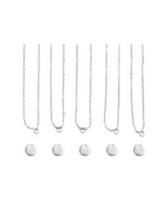 Halskettingset | grote cirkel | zilverkleurig | 5 stuks