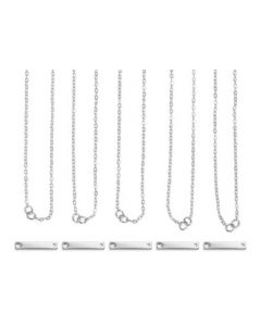 Halskettingset | kleine rechthoek | zilverkleurig | 5 stuks