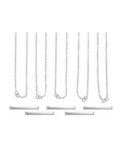 Halskettingset | grote rechthoek | zilverkleurig | 5 stuks