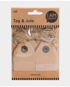 Geschenkkaartjes | bruin | 20 stuks + touw