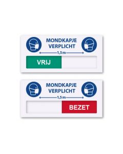Schuifbord 120 x 55 mm | Wit | Mondkapje verplicht