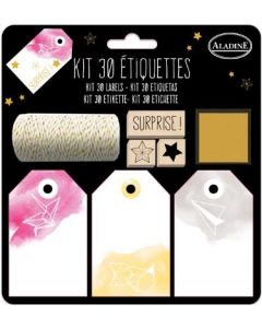 Labelset: 30 etiketten + stempels en draad