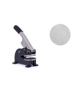 Blindrukstempel voor pregen van papier, ook wel droogstempel of preegstempel genoemd, met preeg.