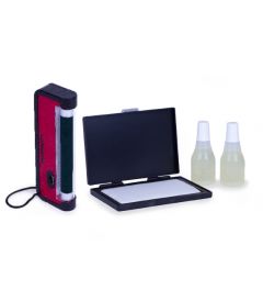 UV-stempelset, uv-lamp, 50 ml 110uv- inkt, kussen 