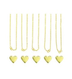 Halskettingset | hart | goudkleurig | 5 stuks