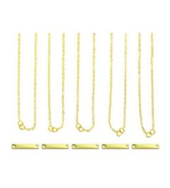 Halskettingset | kleine rechthoek | goudkleurig | 5 stuks
