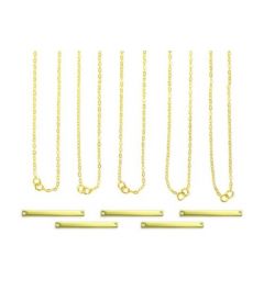 Halskettingset | grote rechthoek | goudkleurig | 5 stuks