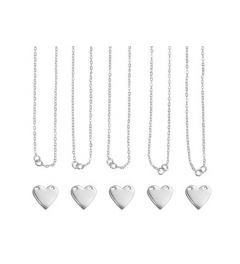 Halskettingset | hart | zilverkleurig | 5 stuks