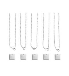 Halskettingset | vierkant | zilverkleurig | 5 stuks