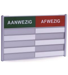 Aan-Afwezigheidsbord met groen-rode kopstrook