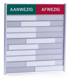 Aan-Afwezigheidsbord met groen-rode kopstrook