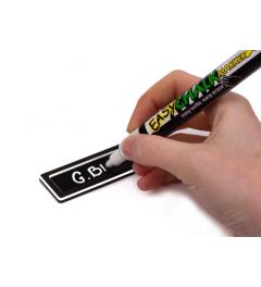 Schrijven op een krijtbordbadge