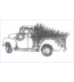 Kerstboom in pick up truck
