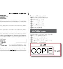 Waardebon voor een Posta P20 tekstplaatje van een  Bedrijfsstempel