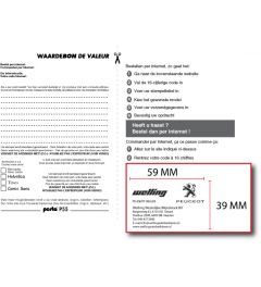 Waardebon voor een Posta P55 tekstplaatje van een  Bedrijfsstempel